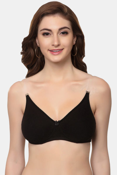 Inner Sense Organic & Antimicrobial Double Layered Wirefree Backless Bra - Black