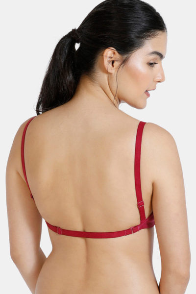 Zivame Double Layered Non Wired Full Coverage Backless Bra - Beet Red