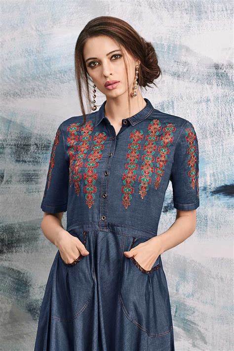 Floral Embroidered Straight Fit Kurti - Maroon – FASHOR